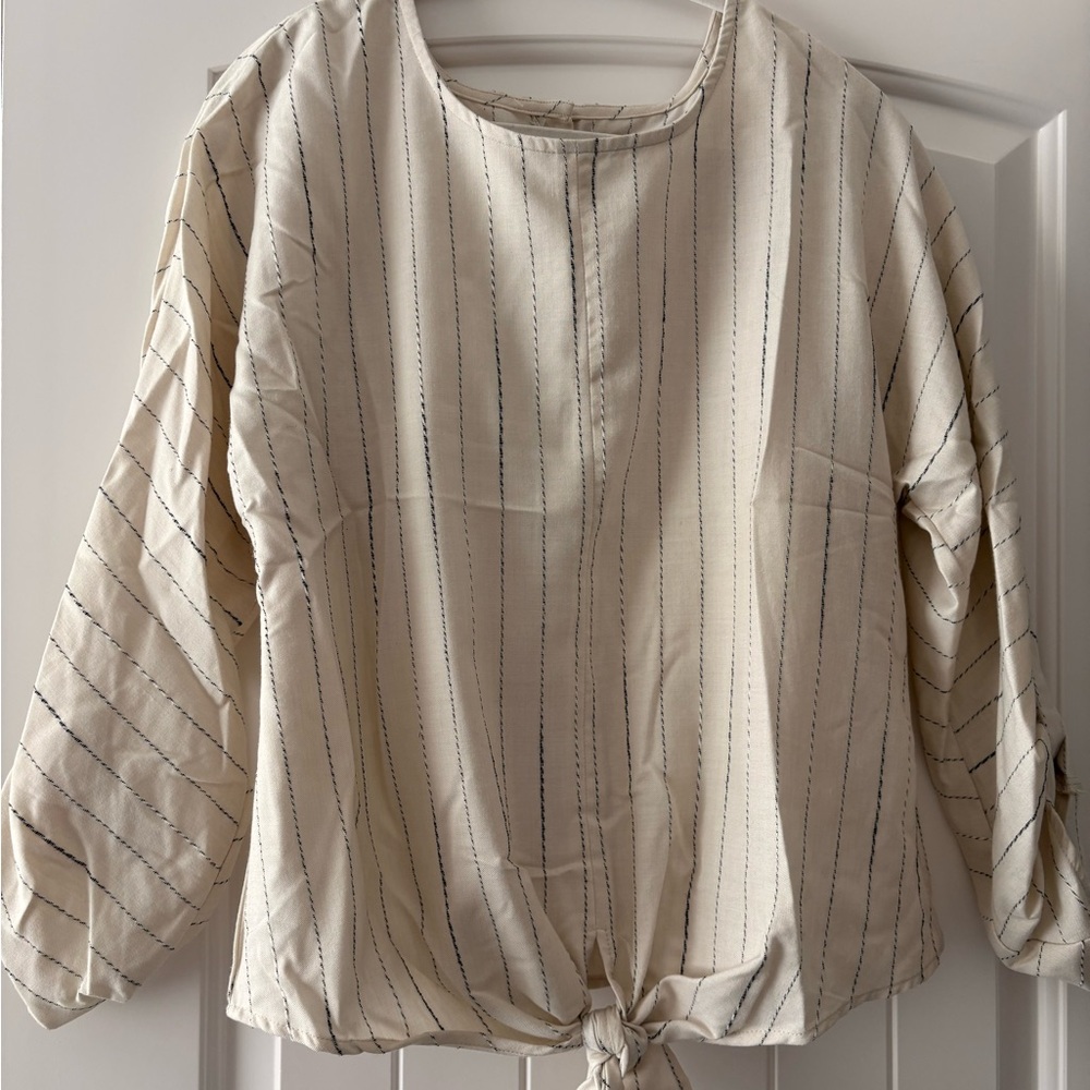 Harper Cream and Black Striped Blouse